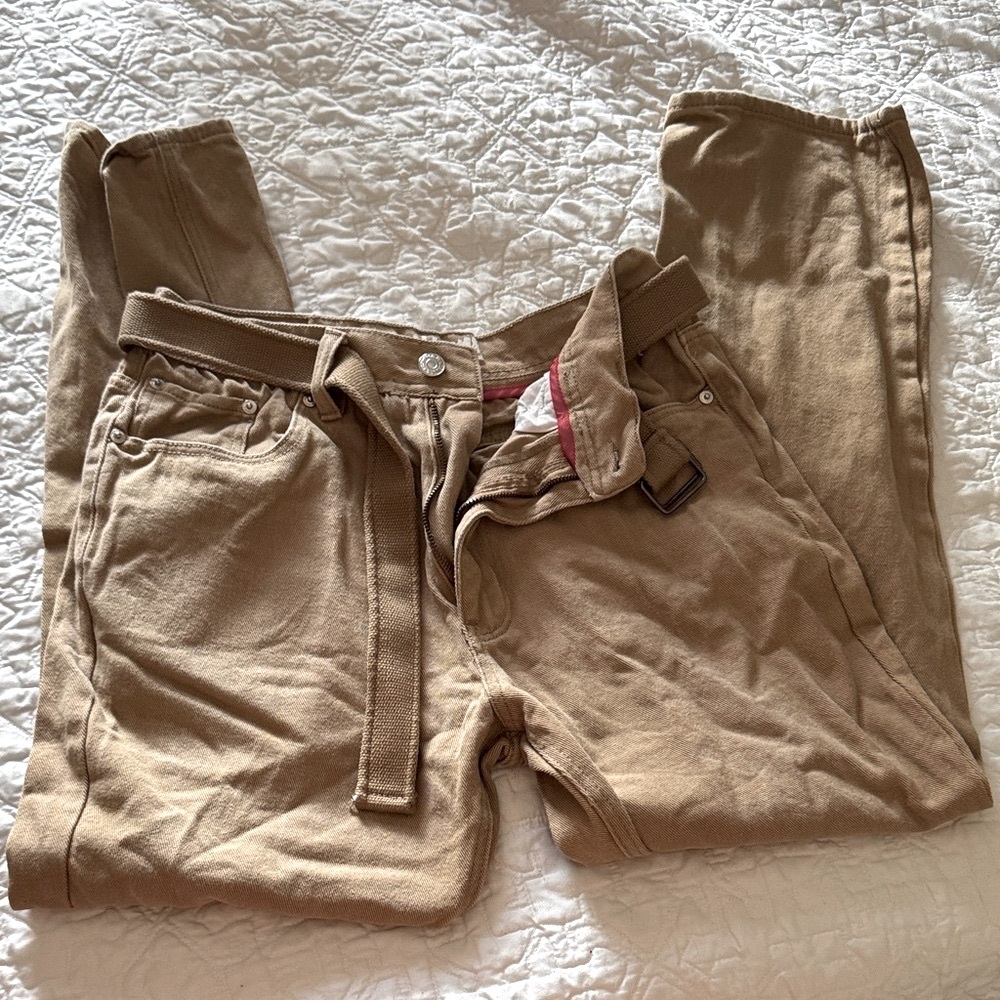 Trust Jeans Tan Cargo Pants with Belt
